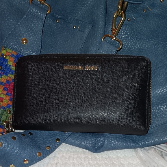 Michael Kors black zip around wallet with ID slot, phone,card, and coin slots - Picture 3 of 9